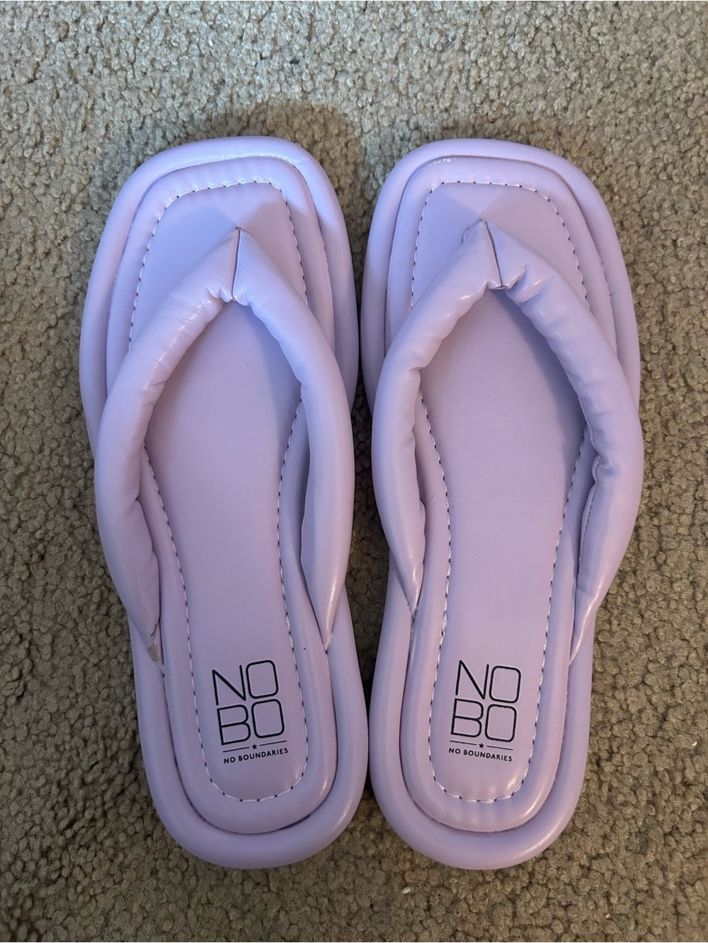 NOBO Lilac Padded Square-Toe Thong Sandals